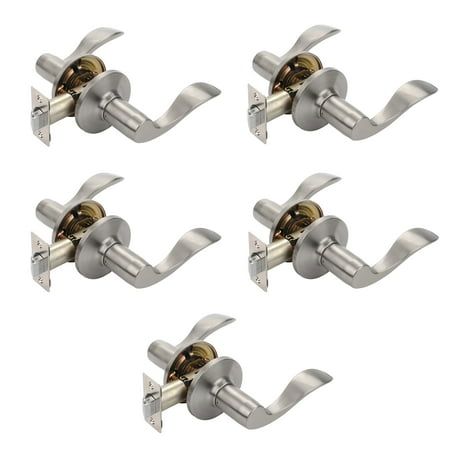 Passage Lever Lock Dynasty Hardware HER-82-US15 Heritage Lever Passage Set, Satin Nickel, Contractor Pack (5 Pack) ()