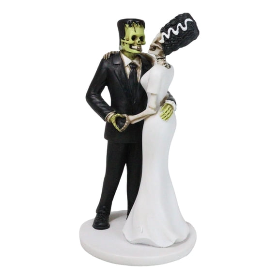 Wedding Dance Skeleton Frankenstein Skull Bride and Groom Love Sign Figurine