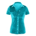 thumbnail image 4 of HBFAGFB Shirts for Women Winter Comfortable Tops Elegant Button Down Short Sleeved Top Blue Size M, 4 of 5