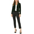 thumbnail image 2 of DARING DIVA Women's Button Front Velvet Blazer Lapel Crop Suit Jacket XS Green, 2 of 6