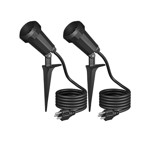 EDISHINE 2 Pack Spotlight Outdoor, For Garden Decor Plug in with 6FT Cord, 120V Weatherproof Outdoor Flood Stake Lights, E26 Base PAR38 Bulb landscape light Socket for Holiday, Patio, Yard.