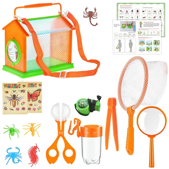Nature Explorers Set for Kids Ages 4-12, Includes Observation Box, Butterfly Net Catcher, Outdoor Discovery