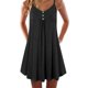 thumbnail image 2 of Vestido de mujer con cuello en V y botones en la parte delantera, sin mangas, tirantes finos, vestido de verano de Color puro para mujer, 2 of 6