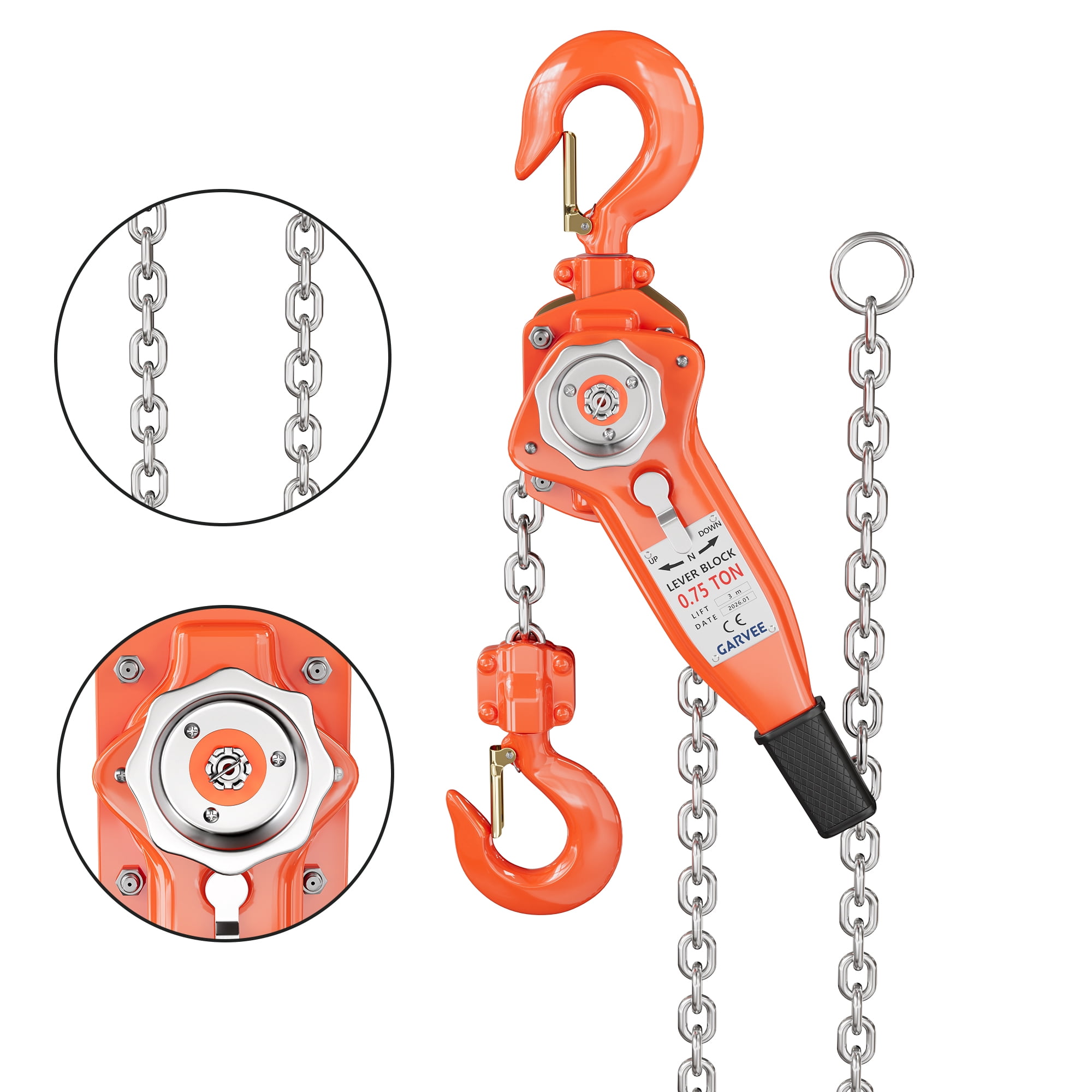 Torin BIG RED 1 Ton Hand Lift Steel Chain Block Hoist,DMTR9010