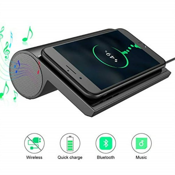 bshak bluetooth speaker with wireless charger fast charge dual speakers