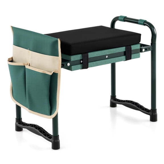 Biotree Garden Kneeler and Seat, Foldable Gardening Stool with Wide EVA Foam Padding, Side Handles and 350 lbs Capacity, Green