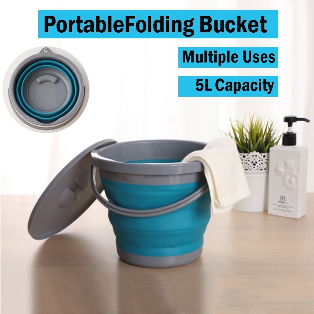 Collapsible Foldable Water Basket Bucket Silicone Kitchen Folding Camping Garden 