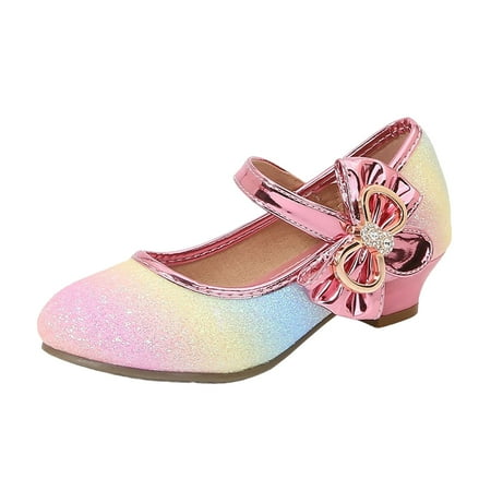 

CAICJ98 Heels Dress Shoes for Girls Mary Jane Wedding Party Sparkle Glitter Princess Shoes Multicolour 1.5(Little Kid/Big Kid)