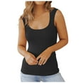 thumbnail image 4 of VNKIDY Women's Solid Color Sleeveless Tank Top Square Neck Slim Fit Stretchy T Shirts For Casual Daily Street Wear Fashionable Tops, 4 of 5