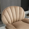 thumbnail image 6 of Swivel Accent Chair with Ottoman Set, Adjustable Seat Height Velvet Chair, Modern Upholstered Lounge Chair with Shell Shaped Back and Sturdy Metal Base, Reading Chair for Bedroom Living Room, Khaki, 6 of 7