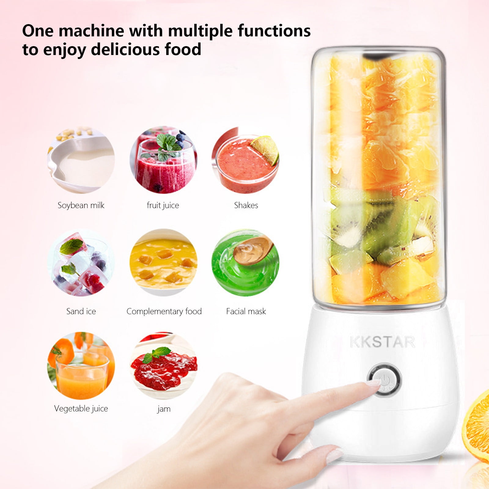 Tahtuvzn Storage and Organization Clearance! Portable Blenders, Size Juicer Cup for Shakes, Food Mixing Machine,USB Rechargeable with Six Slices, for Sports Travel and Outdoors, Gifts for family