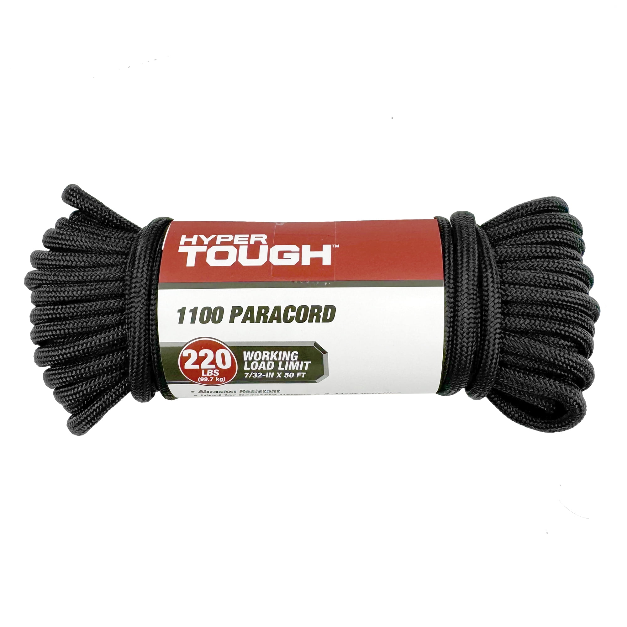 (2 pack) Hyper Tough 7/32 inch x 50 ft, 1100 Paracord, Black