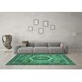 thumbnail image 3 of Ahgly Company Machine Washable Indoor Round Abstract Turquoise Blue Modern Area Rugs, 7' Round, 3 of 4