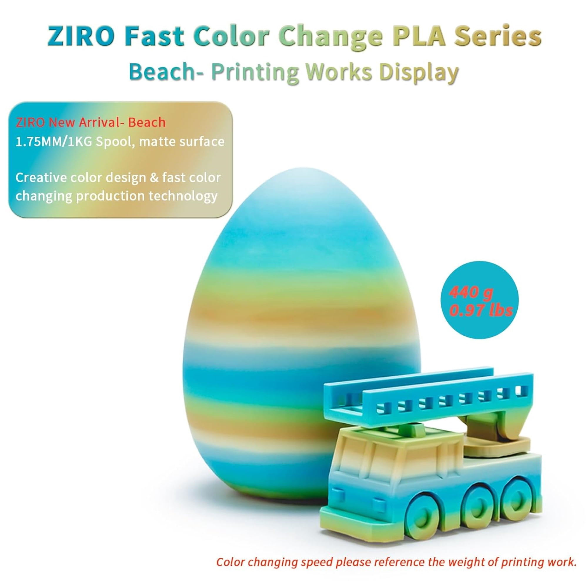 Ziro 3D Gradient Matte PLA 1.75mm 1kg, Beach