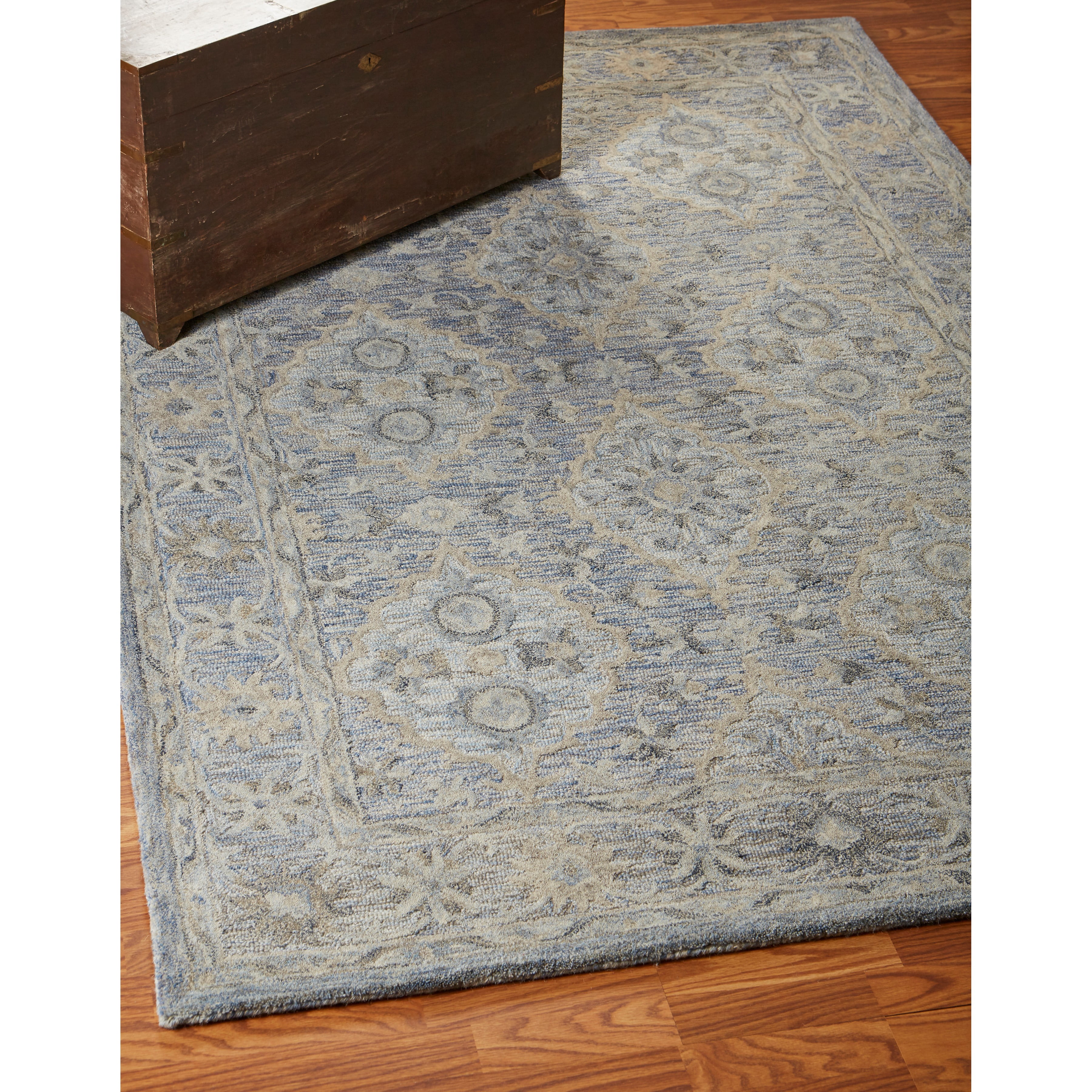 Ox Bay Epoch 5' x 7'9" Blue/Gray Floral Lattice Hand-Tufted Wool Blend Indoor Area Rug