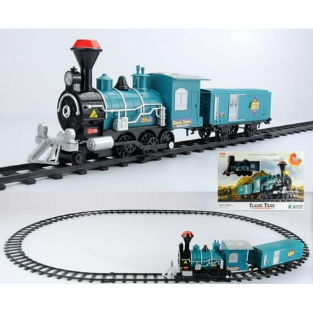 - 10-Piece Teal Battery Operated Lighted & Animated Classic Train Set with Sound