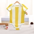 thumbnail image 6 of Yellow Beige Vertical Stripes Pure Cotton Bodysuit Short Sleeve Pajamas One-Piece Romper Unisex 12M, 6 of 6