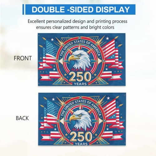 American 250th Anniversary Flag Outdoor 4x6 Ft Double Sided USA 1776 Patriotic Freedom Banner Decor