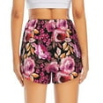 thumbnail image 3 of Picia Rose Flowers Pattern Women's 2 in 1 Athletic Running Shorts High Waisted Workout Casual Gym Sweat Shorts with Comfy Liner Zipper Pockets-Medium, 3 of 9