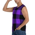 thumbnail image 3 of Goofa Purple Buffalo Plaid Printed Men's Sleeveless T-Shirt - Athletic Gym Workout Tank Top for Men - Moisture-Wicking, UPF 30+ Quick-Dry Muscle Tee-Large, 3 of 8