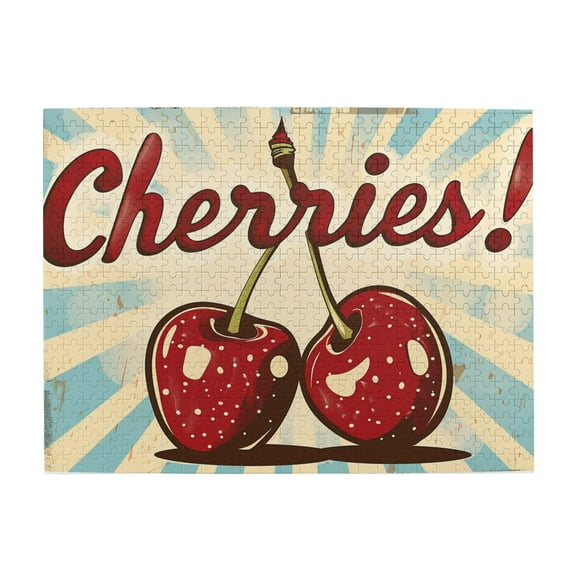 500 pcs Red cherries Wooden puzzles for adults 500 pieces,Charm Fruits Red Cherry Funny Puzzle,Challenging Brain Exercise,Gift for fruits Lover,Creative Activity Hobbies for Adults,Stunning Artwork