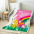 thumbnail image 2 of Erosebridal Easter Throw Blanket,Cartoon Easter Bunny Fleece Blanket,Spring Easter Rabbit Eggs Fuzzy Blanket Room Decor,Kawaii Greetings and Presents for Easter Day,Pink Baby 30x40, 2 of 6