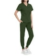 thumbnail image 4 of MLQIDK Women Scrubs Sets Plus Size Scrub Joggers Petite V Neck Yoga Scrub Pants and Tops Medical Scrubs Nursing Top Tall Scrubs Army Green XXL, 4 of 5