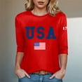 thumbnail image 2 of vigerkar 3/4 Sleeve USA Patriotic Shirts for Women 4th of July America Stars Stripes Flag Graphic Tops Summer BBQ Tee (Red, S), 2 of 5