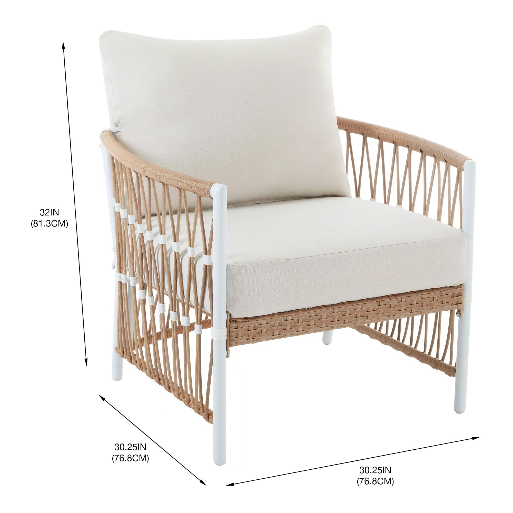Better Homes & Gardens Lilah 2-Pack Outdoor Wicker Lounge Chairs, White