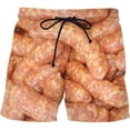 thumbnail image 2 of Pantalones cortos con estampado 3D de perritos calientes y carne grasientos divertidos para hombre, pantalones cortos de playa de hip hop callejero, pantalones cortos de natación para patineta, bañado, 2 of 5