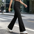 thumbnail image 4 of Flare Jeans for Women Solid Color Stretch Denim Flared Pants Elastic Waistband Multi Pocket Styling Casual High Rise Slimming Straight Denim Pants, 4 of 9