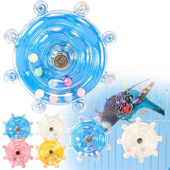BESEW7 Budgie Toys Rotating Play Accessory for Bird Cage, Parrot Chewing Puzzle Toy for Small Birds Reduce Boredom Boost Brain Agility Sky Blue