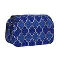 thumbnail image 1 of Disketp Blue Gold Grid Lantern Shapes Estuche de Lápices de Doble Capa con Tapa Abatible y Cremallera, Organizador Escolar para Adolescentes y Adultos, 1 of 7