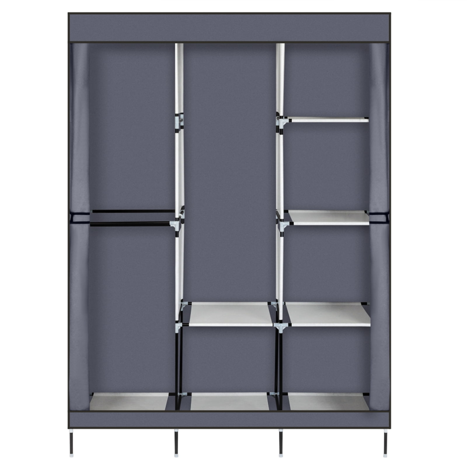 71" Closet Wardrobe Clothes Rack Storage Organizer with Shelf, Gray