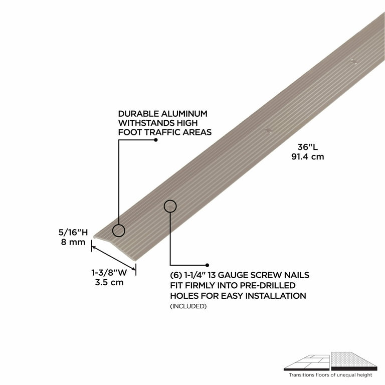 M-D 0.29 in. H X 36 in. L Pewter Silver Aluminum Carpet Trim M-D 0.29 in. H X 36 in. L Pewter Silver Aluminum Carpet Trim