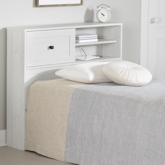 South Shore Hazen Twin Bookcase Headboard, in White Pine