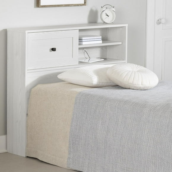 South Shore Hazen Twin Bookcase Headboard, in White Pine
