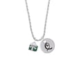 thumbnail image 2 of Delight Jewelry Silvertone Small Green Enamel Present Silvertone Script Initial Disc - Q - Charm Necklace, 20"+3", 2 of 4