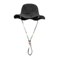 thumbnail image 1 of Elegante sombrero de pesca de ala ancha con protección solar de secado rápido para mujer en color negro y detalle de cuentas de colores, 1 of 8