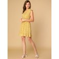 thumbnail image 3 of Vestido De Mujer Con Estampado Floral, Cuello En V, Sin Mangas, Con Volantes Y Dobladillo Amarillo M, 3 of 6