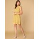 thumbnail image 3 of Vestido De Mujer Con Estampado Floral, Cuello En V, Sin Mangas, Con Volantes Y Dobladillo Amarillo XL, 3 of 6