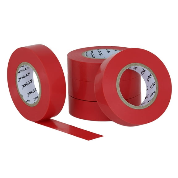 STIKK Red Electrical Tape (5 Pack) 3/4" Wide 66 Feet 20 Meters Long
