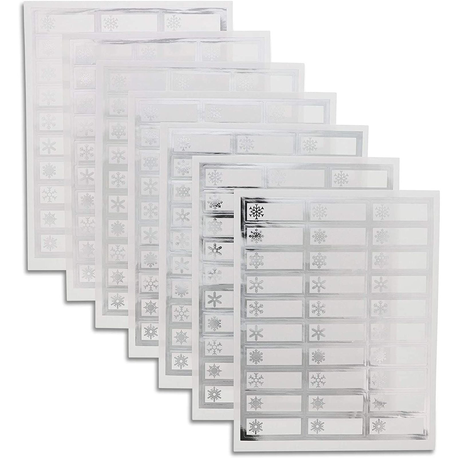 210 Count Silver Foil Christmas Address Sticker Labels for Holiday Gifts Wrapping, Self Adhesive & Printable Tags, 10 Designs