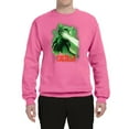 thumbnail image 2 of Catzilla Parody Taking Over City | Mens Cat Lover Crewneck Graphic Sweatshirt, Neon Pink, Medium, 2 of 3