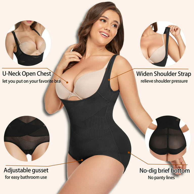 VASLANDA Shapewear Bodysuit for Women Tummy Control Butt Lifter Panty Criss  Cross Stomach Body Shaper Trainer Slimming Girdles