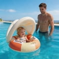 thumbnail image 3 of UPF50+ Sun Protection Baby Float With Canopy, Soft Fabric Covered Foldable Baby Pool Float With Canopy and Safety Seat for Baby Swimming Pool Play, 3 of 9