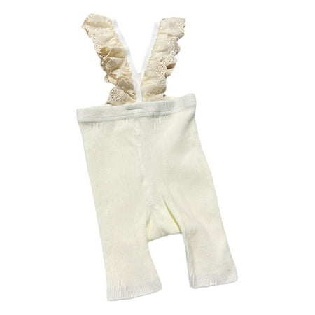 

Mubineo Baby Girls Romper Lace Embellished Suspender Rib Knit High Stretch Cute Bib Trousers Bottoming Jumpsuit