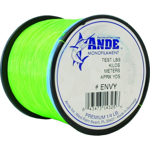 Ande Premium Mono Line 1/4lb Spool 20lb 600yd Green Hi-Vis