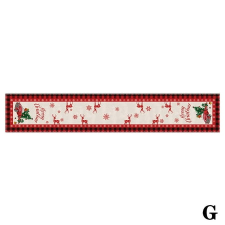 

183cm Christmas Table Runner Table Flag Cloth Cover Decor Party 2022 Dining L4O0