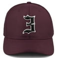thumbnail image 3 of Daxton Premium Mid Profile Hat Semi Curved Visor Burgundy Cap White Black Gothic Embroidered, Number 3, 3 of 4